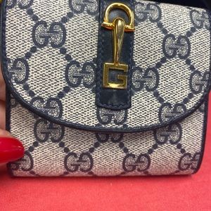 Gucci vintage bifold wallet navy/gray monogram